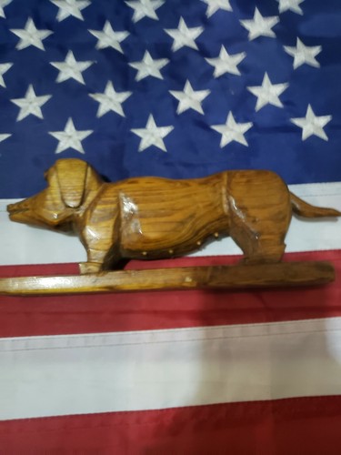 Vintage wooden dog sculpture - vintage,