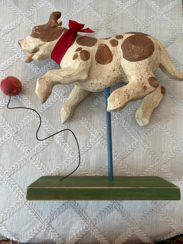 Wooden dog hand made vintage - dog,